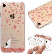 Voor iPhone SE 2020 & 8 & 7 Gekleurd tekeningpatroon Zeer transparant TPU beschermhoes (Cherry Blossom Cat)