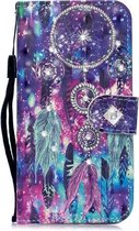 3D Diamond Encrusted Painting Pattern Gekleurde tekening Horizontale Flip PU lederen tas met houder & kaartsleuven & portemonnee voor iPhone X / XS (Starry Wind Chime)