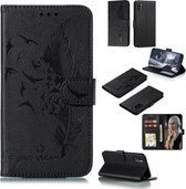 Voor Galaxy A41 Litchi Textuur Veer Embossing Patroon Horizontale Flip Leren Case met Houder & Kaartsleuven & Portemonnee & Fotolijst & Lanyard (Zwart)