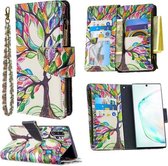 Voor Samsung Galaxy Note 10 Plus Gekleurde Tekening Patroon Rits Horizontale Flip Lederen Case met Houder & Kaartsleuven & Portemonnee (Boom)