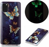 Voor Samsung Galaxy A41 Lichtgevende TPU zachte beschermhoes (dubbele vlinders)