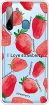 Voor Samsung Galaxy A21 schokbestendig geschilderd TPU beschermhoes (Love Strawberry)