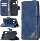 Voor Samsung Galaxy A40 bijpassende kleur krokodil textuur horizontale flip PU lederen tas met portemonnee & houder & kaartsleuven (blauw)