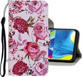Voor Samsung Galaxy A20s Gekleurde tekening patroon Horizontale flip lederen tas met houder & kaartsleuven & portemonnee (roos)