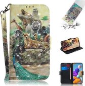 Voor Samsung Galaxy A21s 3D Geschilderd Patroon Magnetische Aantrekkelijkheid Horizontale Flip Leren Case met Houder & Kaartsleuf & Portemonnee & Lanyard (Zoo)