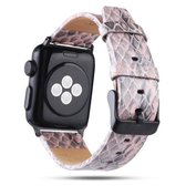 Voor Apple Watch Series 6 & SE & 5 & 4 44mm / 3 & 2 & 1 42mm Snake Skin Texture Top-grain lederen band (lichtroze)