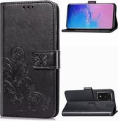 Voor Galaxy S20 Ultra Lucky Clover Pressed Flowers Pattern Leather Case met houder & kaartsleuven & portemonnee & draagriem (zwart)