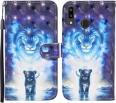 Voor Samsung Galaxy A40 Gekleurde tekening patroon Horizontale flip lederen tas met houder & kaartsleuven & portemonnee (leeuw)