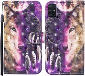 Voor Samsung Galaxy A71 Gekleurde Tekening Patroon Horizontale Flip Leren Case met Houder & Kaartsleuven & Portemonnee (Wind Chime Wolf)