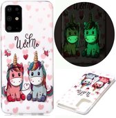Voor Samsung Galaxy S20 + lichtgevende TPU zachte beschermhoes (paar eenhoorn)