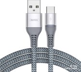 REMAX RC-152A 1m 2,4A USB naar USB-C / Type-C kleurrijke ademhalingsgegevenskabel (zilver)