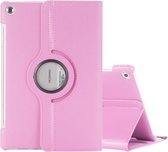 Voor Huawei MediaPad M5 10,8 inch Litchi Texture PU lederen tas met gedraaide houder & slaap- / wekfunctie (roze)