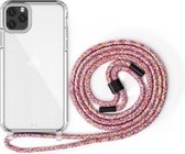 Voor iPhone 11 Pro PC + TPU Transparant All-inclusive acryl 2-in-1 schokbestendig telefoon beschermhoes met lanyard (regenboogkleuren)