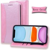 Voor iPhone 12/12 Pro Business Stitching Horizontale flip lederen hoes met dubbele vouw & beugel & kaartsleuven & fotolijst & portemonnee (roségoud)