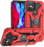 Voor iPhone 12/12 Pro Iron Knight Series 2 in 1 PC + TPU telefoonhoes met ringhouder (rood)