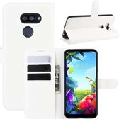 Voor LG K40S Litchi Texture Horizontale Flip Leren Case met Portemonnee & Houder & Kaartsleuven (Wit)