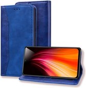 Voor Xiaomi Redmi Note 8 Pro Zakelijke stiksels Horizontale flip lederen tas met dubbel vouwen & beugel & kaartsleuven & fotolijst & portemonnee (koningsblauw)