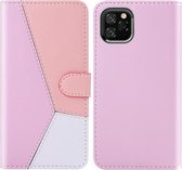 Voor iPhone 11 Pro Driekleurige stiksels Horizontale flip TPU + PU lederen hoes met houder & kaartsleuven en portemonnee (roze)