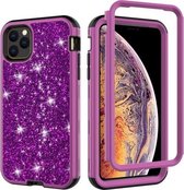 Voor iPhone 11 Pro 3 in 1 glitter effen kleur TPU + pc schokbestendig hoesje (donkerpaars)