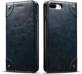 Voor iPhone 8 Plus / 7 Plus barokke eenvoudige horizontale lederen flip-hoes, met houder en kaartsleuven en portemonnee (blauw)