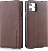 Voor iPhone 11 Diaobaolee Gemini magnetische gesp Horizontale flip lederen tas met houder en kaartsleuven (bruin)