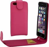 Voor iPhone 8 Plus & 7 Plus Gewone textuur Verticale flip lederen hoes met kaartsleuf (magenta)