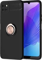 Voor Huawei Enjoy 20 metalen ringhouder 360 graden roterende TPU-hoes (zwart + roségoud)