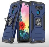 Voor LG K50S magnetisch pantser schokbestendig TPU + pc-hoesje met metalen ringhouder (blauw)