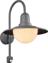 LED Tuinverlichting met Bewegingssensor - Wandlamp Buitenlamp - Trion Nomina - E27 Fitting - Rond - Mat Antraciet - Aluminium - BES LED