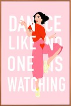 JUNIQE - Poster met kunststof lijst Dance Like -40x60 /Rood & Roze