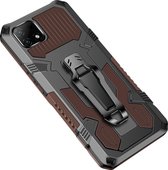 Realme C21 Hoesje - Mobigear - Armor Stand Serie - Hard Kunststof Backcover - Bruin - Hoesje Geschikt Voor Realme C21