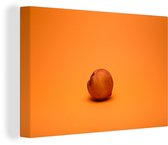 Pêche sur toile fond orange 2cm 60x40 cm - Tirage photo sur toile (Décoration murale salon / chambre)