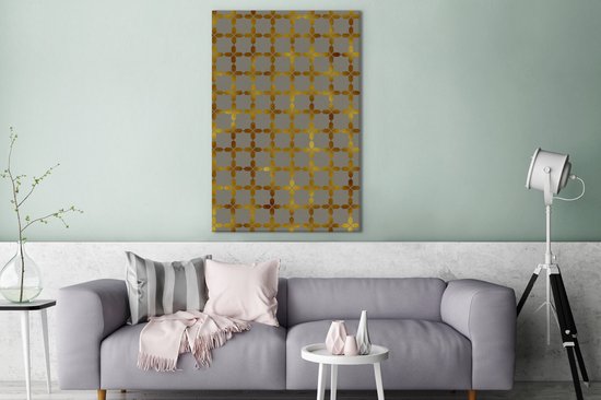Motif de Luxe aubes avec détails dorés sur fond gris 120x180 cm - Tirage photo sur toile (Décoration murale salon / chambre) XXL / Groot format!