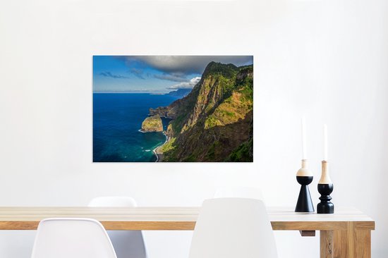 Falaises abruptes le long de la côte de Madère Toile 90x60 cm - Tirage photo sur toile (Décoration murale salon / chambre)