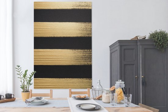 Quatre coups de pinceau dorés 120x180 cm - Tirage photo sur toile (Décoration murale salon / chambre) XXL / Groot format!