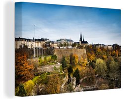 Canvas Schilderij Skyline Luxemburg in de herfst - 30x20 cm - Wanddecoratie