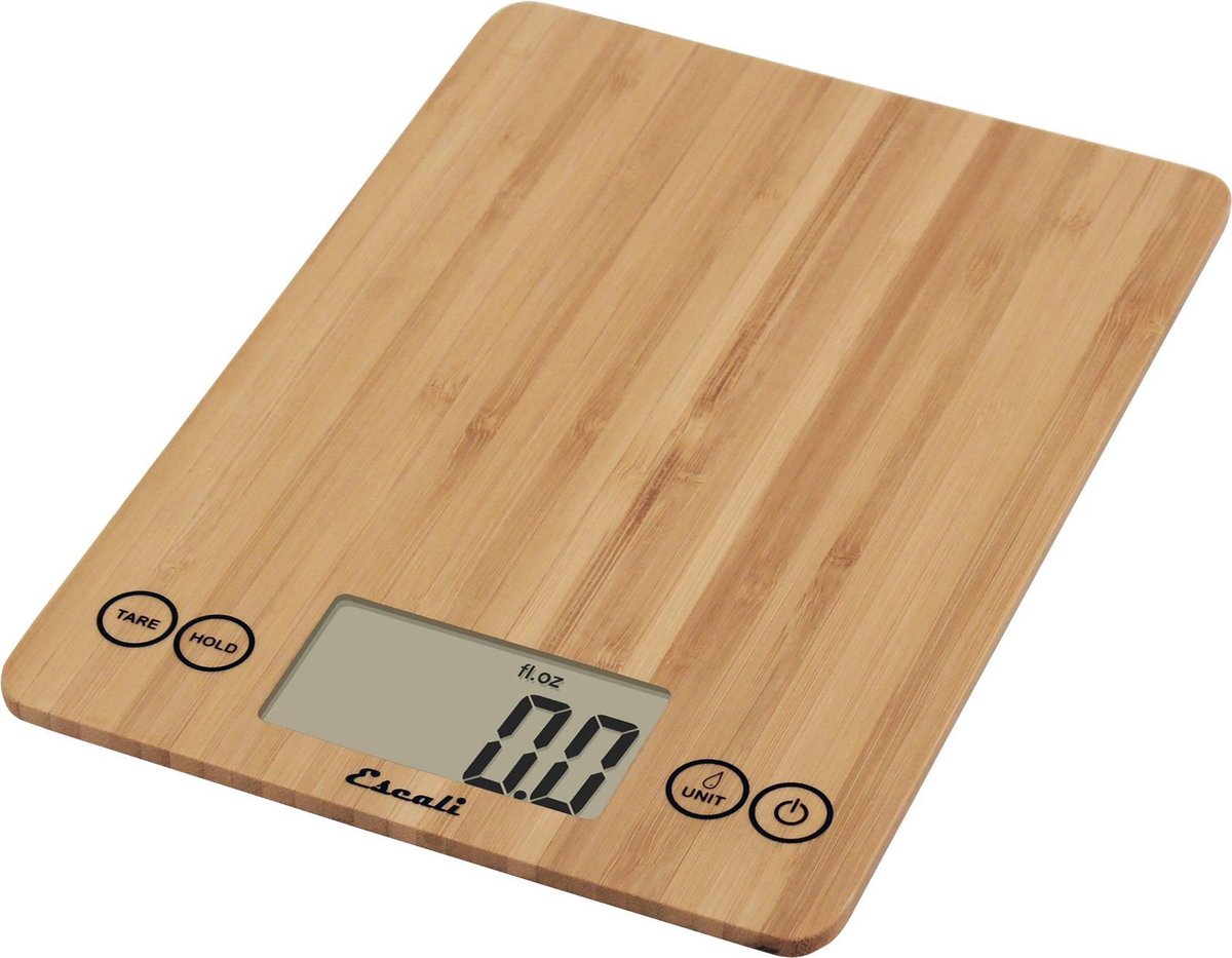 Escali ECO157 Tafelblad Elektronisch Rechthoek Beige keukenweegschaal Bamboe blad