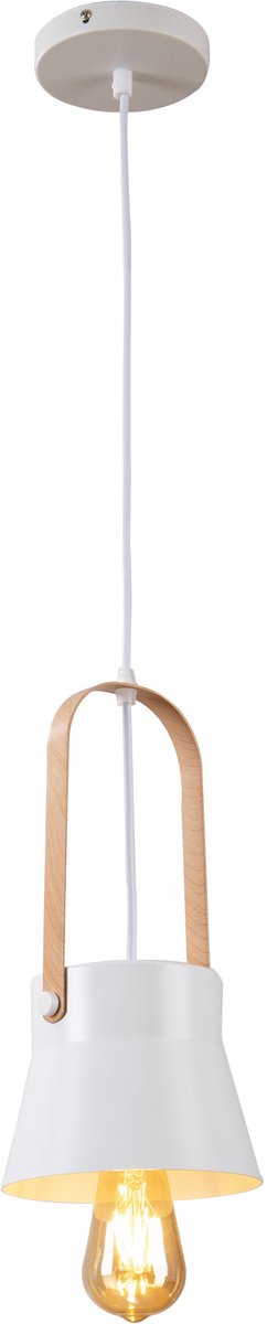 Hanglamp Modern Wit Aluminium met Hout - Valott Eeva