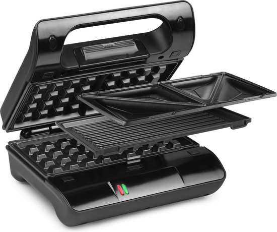 Princess Multi Sandwich Contactgrill Compact Pro 117002 – 3 Sets verwisselbare platen – Tosti apparaat - Wafelijzer - Panini grill - Verticaal opbergbaar - RVS design
