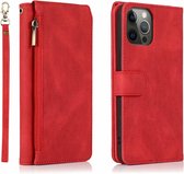 Samsung Galaxy S20 Ultra Bookcase hoesje met rits- Magneetsluiting Pasjeshouder Kunstleer Flipcase Hoesje - Samsung Galaxy S20 Ultra - Rood