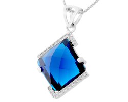 Orphelia ZH-7208 - CHAIN WITH PENDANT BLUE SQUARE STONE ZIRCONIUM - 925 silver - cubic zirkonia - 45 cm