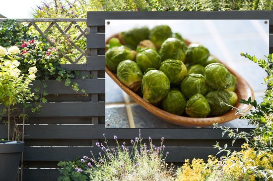 Affiche de jardin Choux de Bruxelles dans un bol en vrac 120x80 cm - Toile de jardin / Toile d'extérieur / Peintures pour l'extérieur (décoration de jardin)