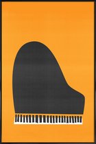 JUNIQE - Poster in kunststof lijst Grand Piano -20x30 /Grijs & Oranje