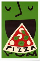 JUNIQE - Poster Yum Pizza -13x18 /Groen