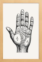 JUNIQE - Poster met houten lijst Palmistry -13x18 /Grijs & Wit