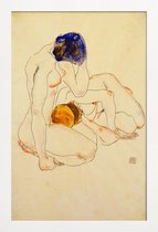 JUNIQE - Poster in houten lijst Schiele - Two Friends -40x60 /Ivoor &