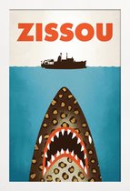 JUNIQE - Poster in houten lijst Zissou -40x60 /Blauw & Bruin