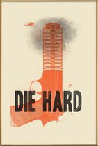 JUNIQE - Poster met kunststof lijst Die hard -30x45 /Oranje & Zwart