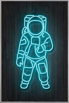 JUNIQE - Poster met kunststof lijst Neon astronaut -40x60 /Kleurrijk