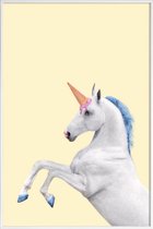 JUNIQE - Poster in kunststof lijst Ice Cream Unicorn -40x60 /Geel &